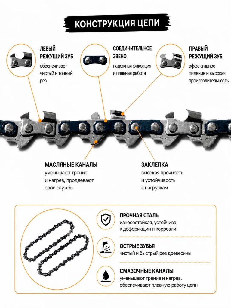 Цепь для мини пилы 8 дюймов (2 шт) 45 звеньев